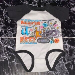 Keepin' It Reel Kids Bodysuit - Black and White